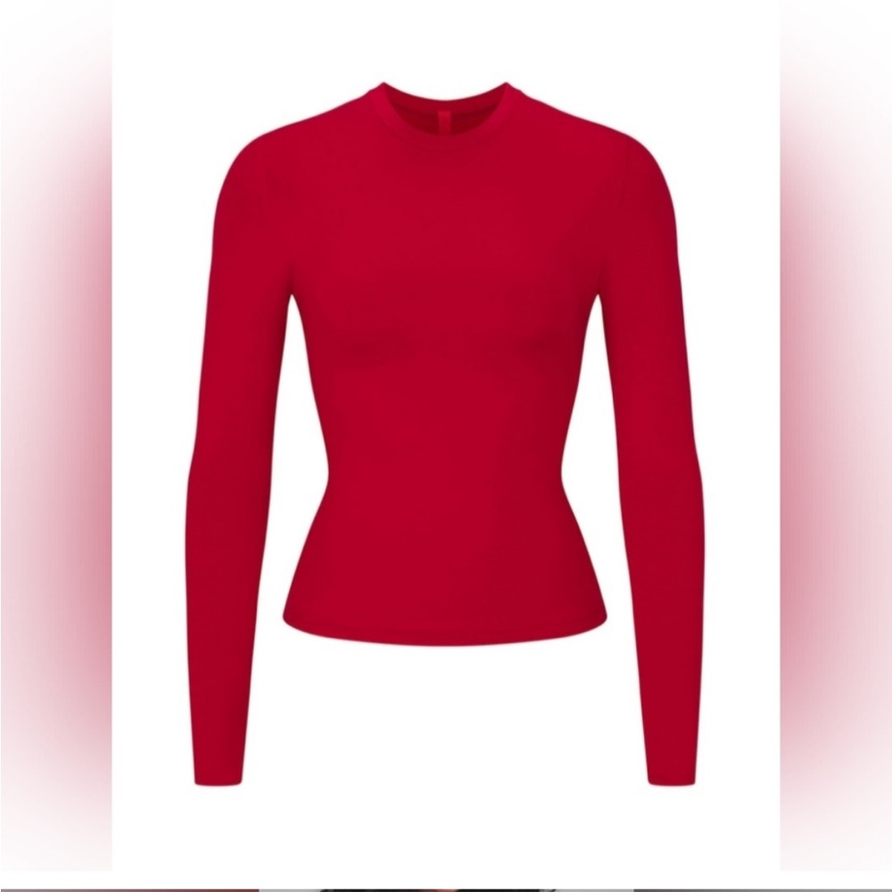 Skims NWT Cotton Jersey Long Sleeve, Cranberry/ size Medium